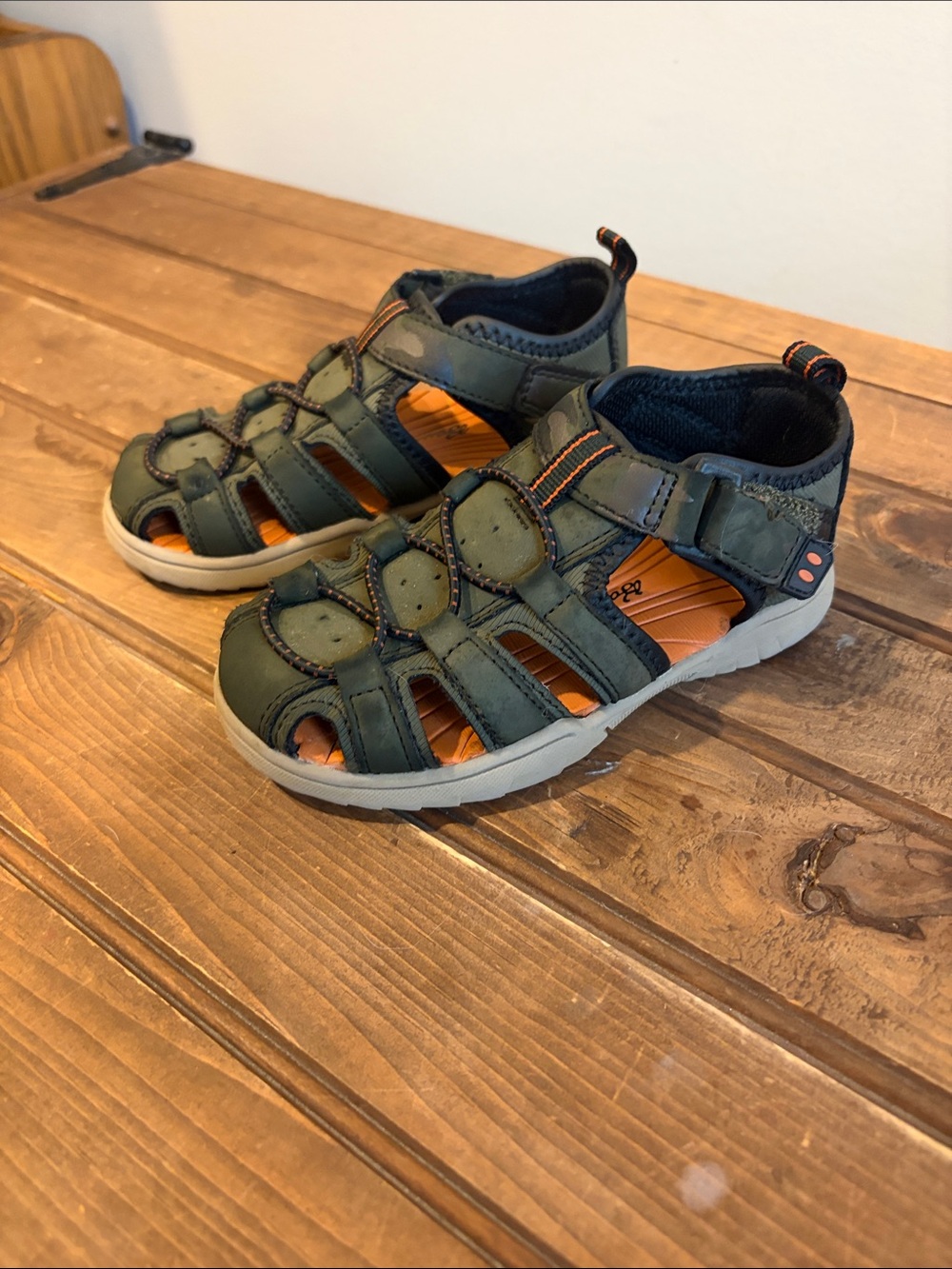 Eddie Bauer Olive Green and Orange Kids Adventure Sandals